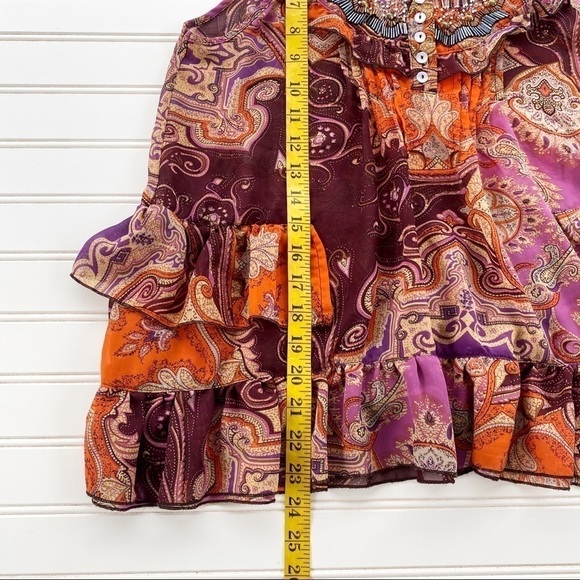 Asymmetrical hem sequins ruffle blouse Small - Picture 10 of 11